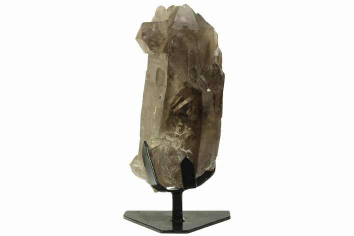 Smoky Quartz Crystal Cluster on Metal Stand - Brazil #219126